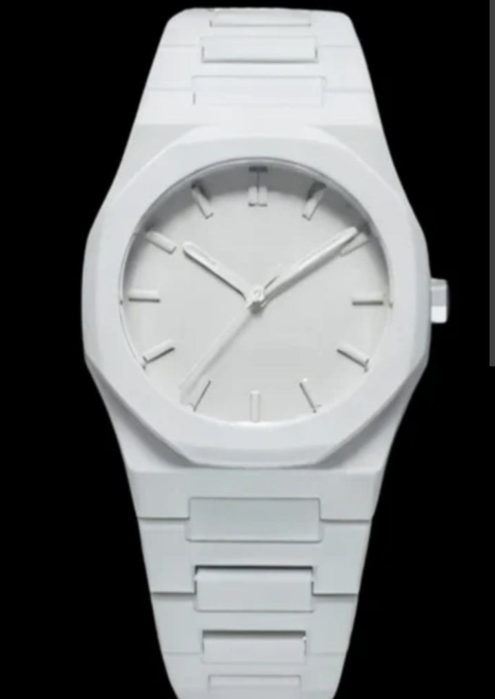 🔥 Trendy / Fashion Vibe

“White Aura Watch – Bold & Minimal”