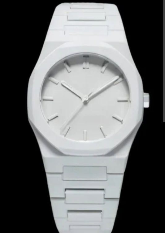 🔥 Trendy / Fashion Vibe

“White Aura Watch – Bold & Minimal”