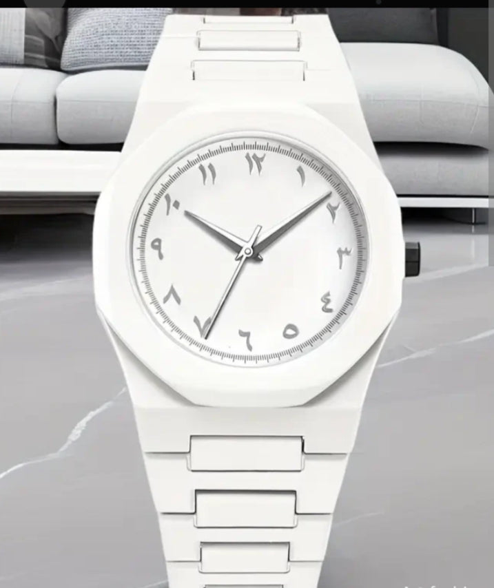 🔥 Trendy / Fashion Vibe

“White Aura Watch – Bold & Minimal”